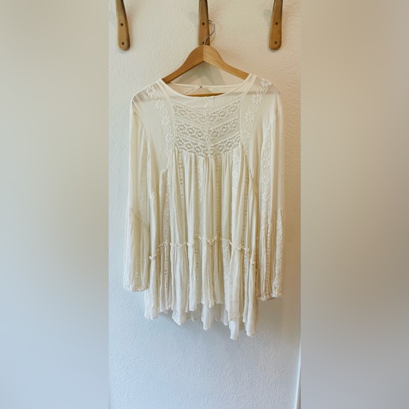 Free People Kiss Kiss Ivory Long Sleeve Baby Doll Tunic Size XS - Picture 3 of 9
